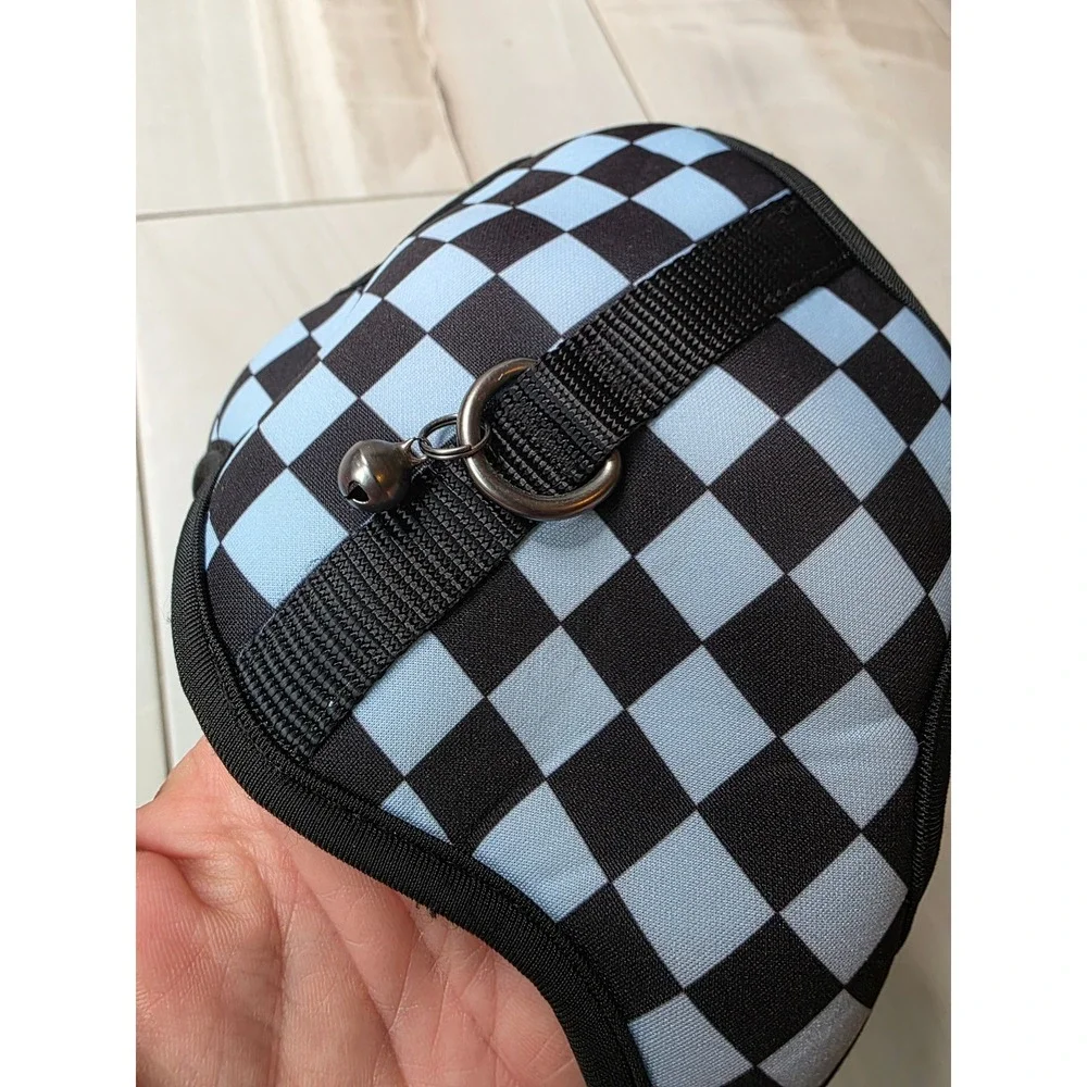 Blue and Black Checkered Mesh Cat‎ Harness Adjustable Small Pet Vest B2